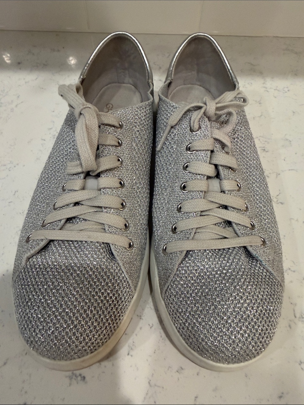 Cole Haan Grand Pro Metallic Silver Knit Lace-Up Women's Sneakers size 8.5 - Picture 8 of 9